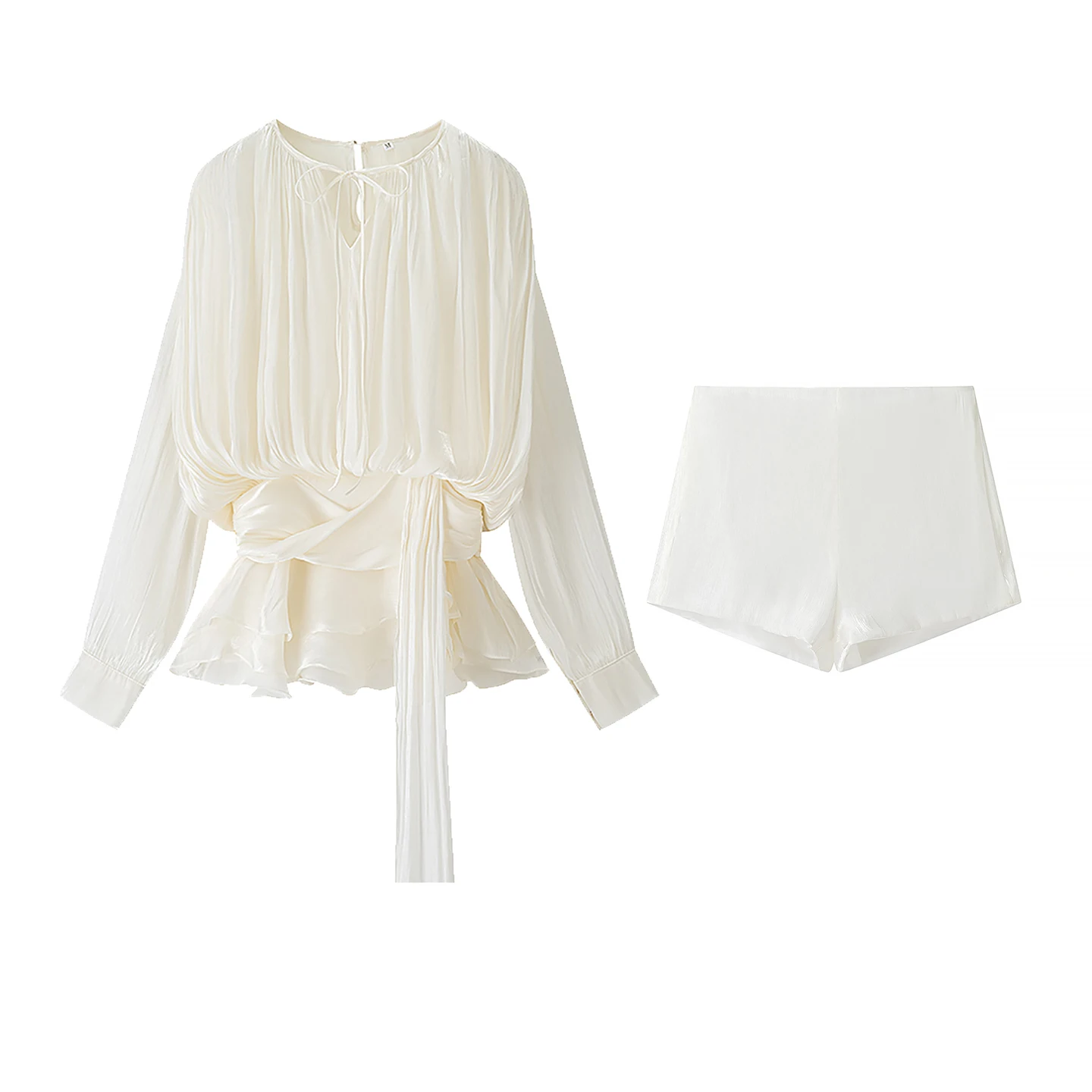 

Лето 2023, новый женский комплект Loose Me Dr Set, плиссированный дизайн из полиэфирного волокна, длинный све, круглый, накладной,