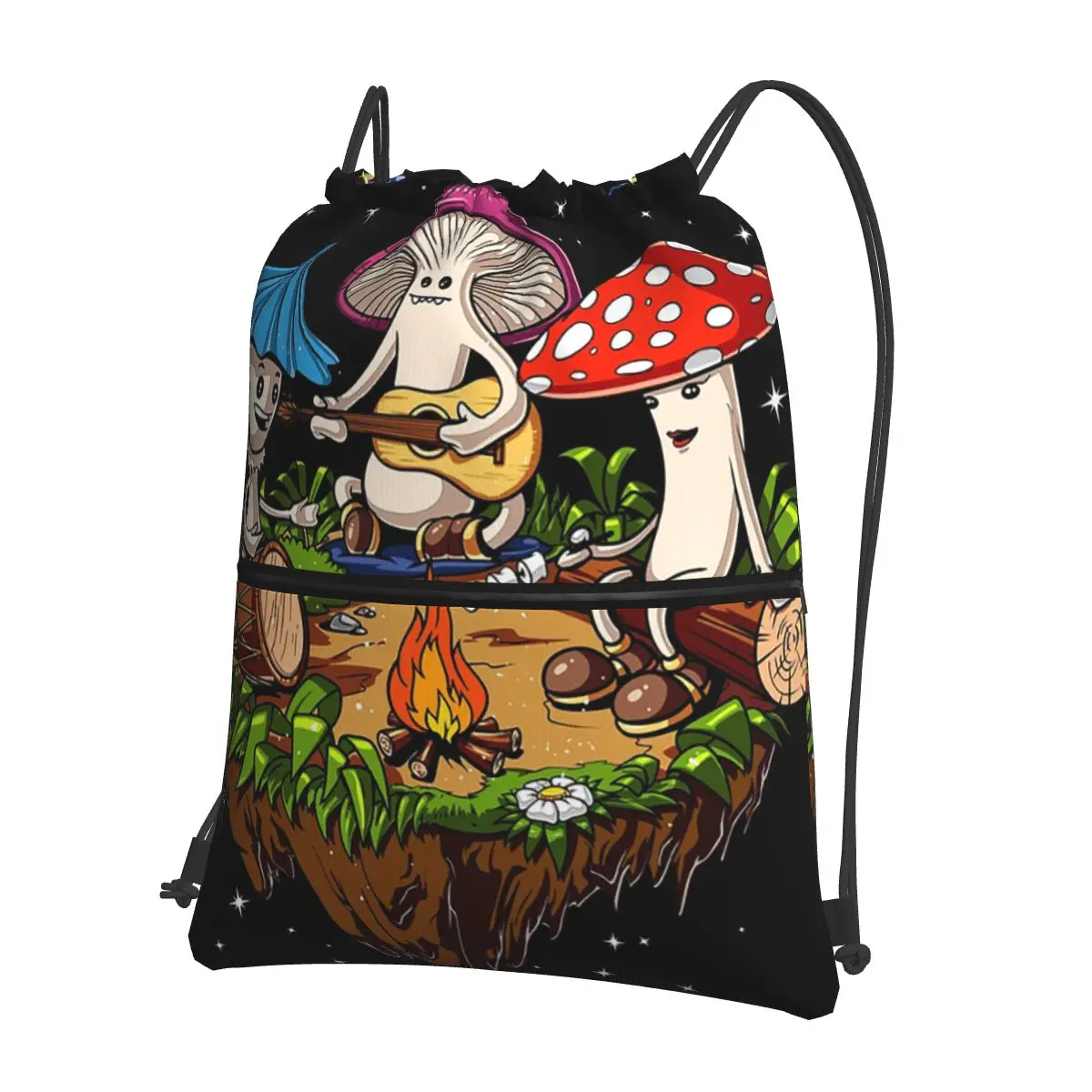 

Hippie Magic Mushroom Backpacks Casual Portable Drawstring Bags Shoes Bag Book Bags For Man Woman Students