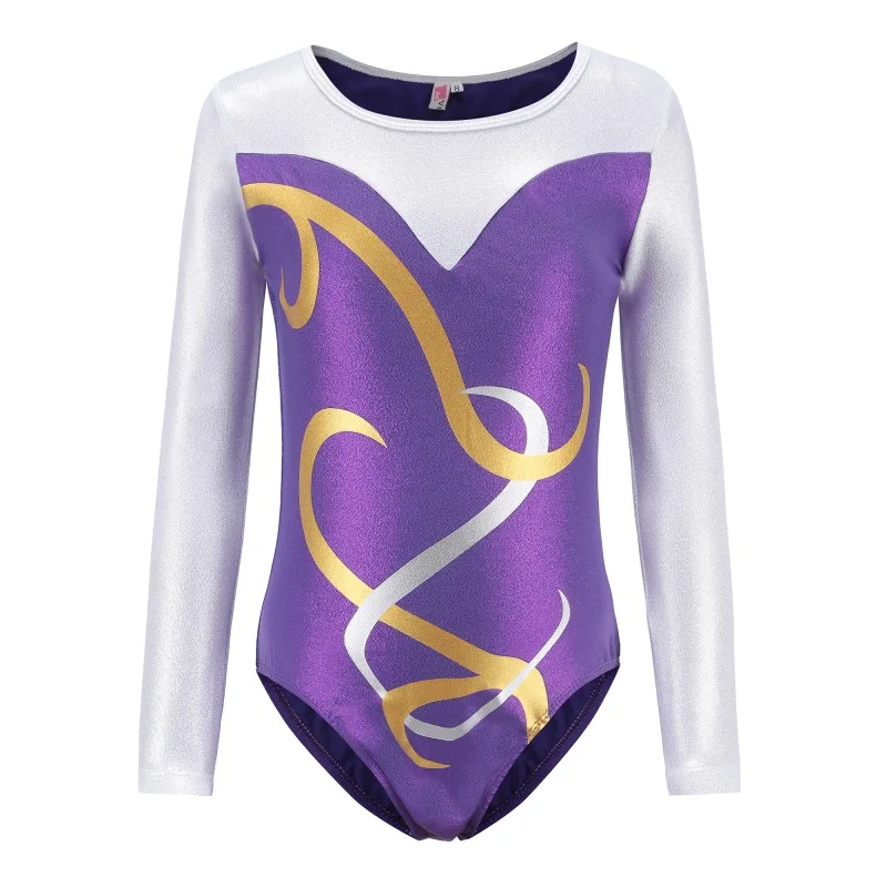 5-12Y Kids Girls Ballet Dance Costumes Leotard Long Sleeves Gymnastics Workout Bodysuit Dancewear