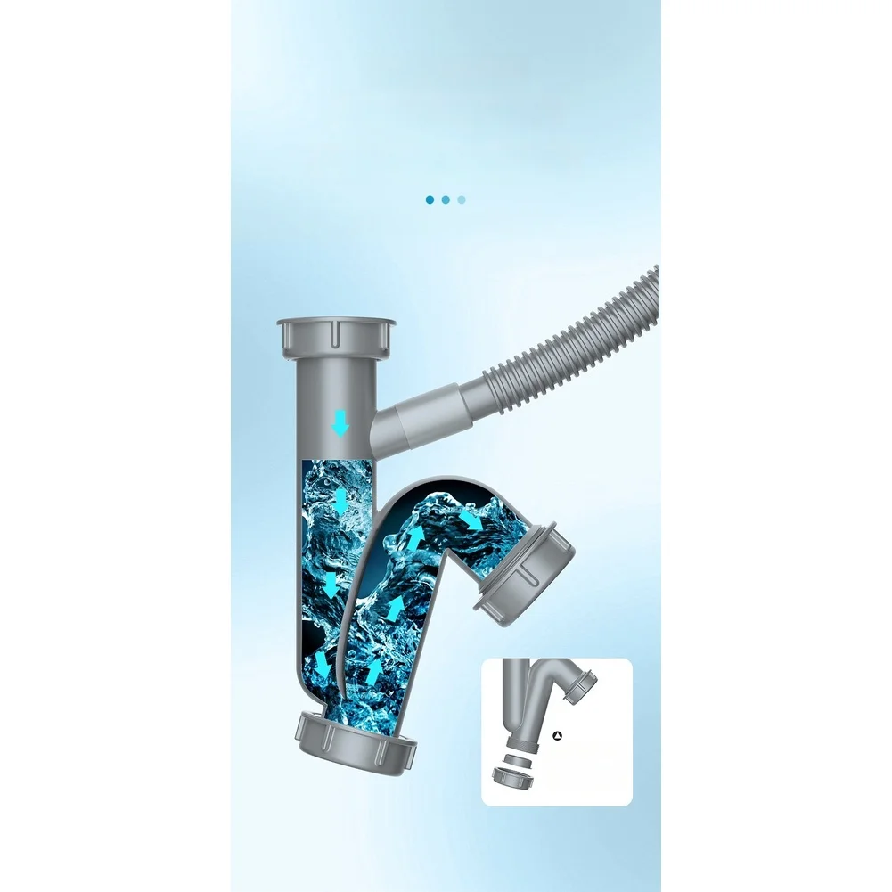 For Food Particle Filtering Deep Water Seal Drain Push Button Drain Valve 6cm Water Seal Depth Flexible Bending Extension