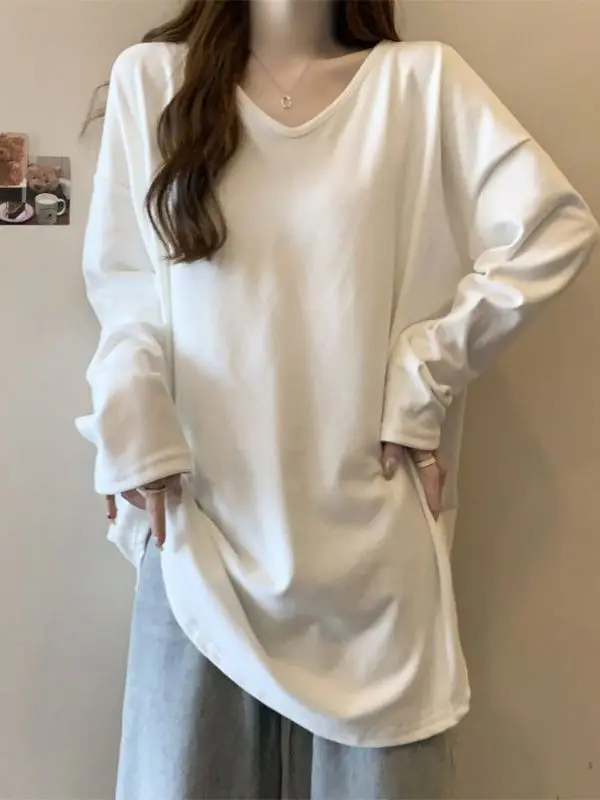 

plus Size Sweatirt round Ne Long Sve Mid-Length Women's Faion Autumn Winter Color Casual Comfortable Top