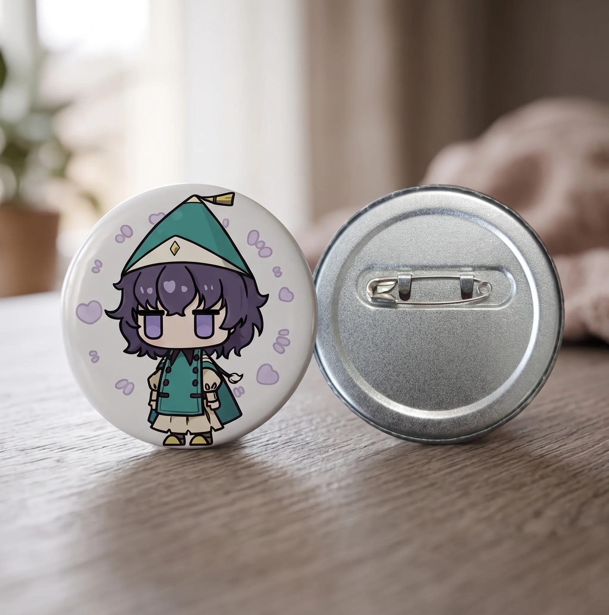 Badge Anime Witch Hat Atelier Agate en fer blanc rond et carré, Chibi Qifrey Manga Otaku, bouton porte-clés, cadeau, décoration de fête