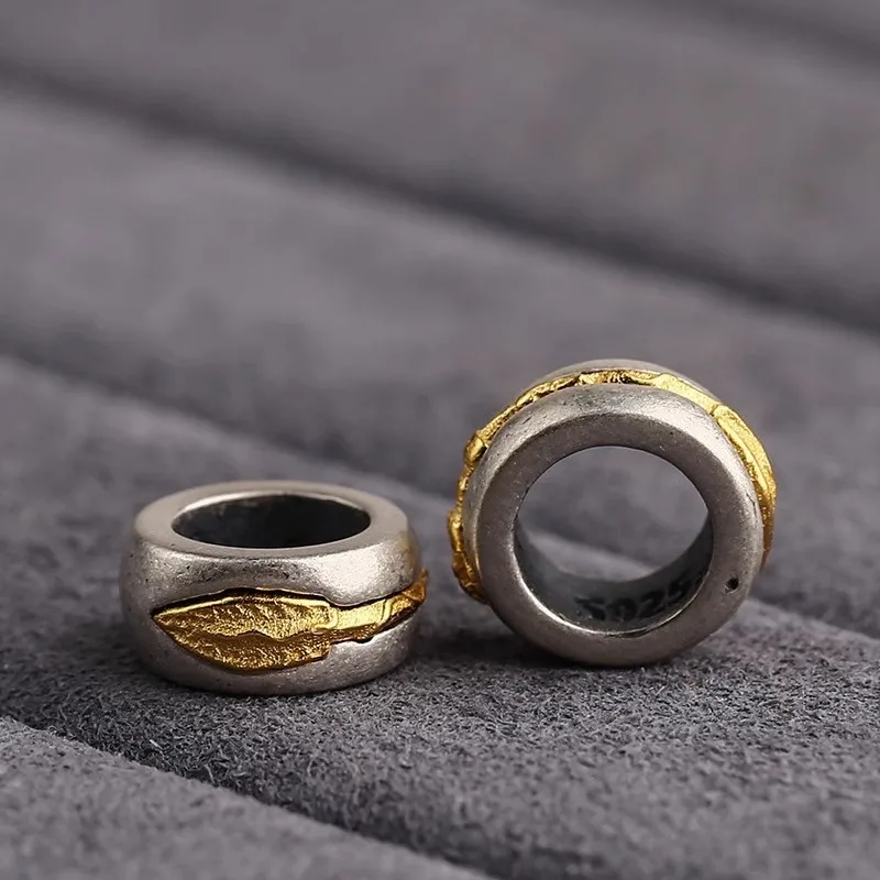 Chinese Auspicious Tibetan Style Vajra Spacer Beads Lucky Fortune Blessing Amulet Antique Gold Silver Running Rings For Diy Brac
