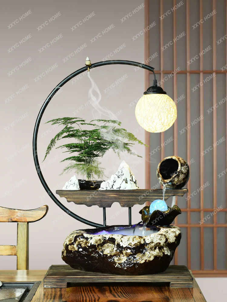 Ceramic Water Fountain Desktop Decoration Living Room Office Humidifier Fish Tank Backflow Incense Circulation