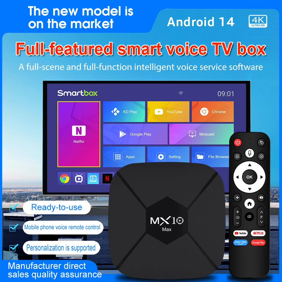 MX10 Smart Android TV Box RK3228A Quad-Core 1GB RAM 8GB eMMC DDRIII Ingebouwde 2.4G Wi-Fi BT5.0 Streaming Media Player