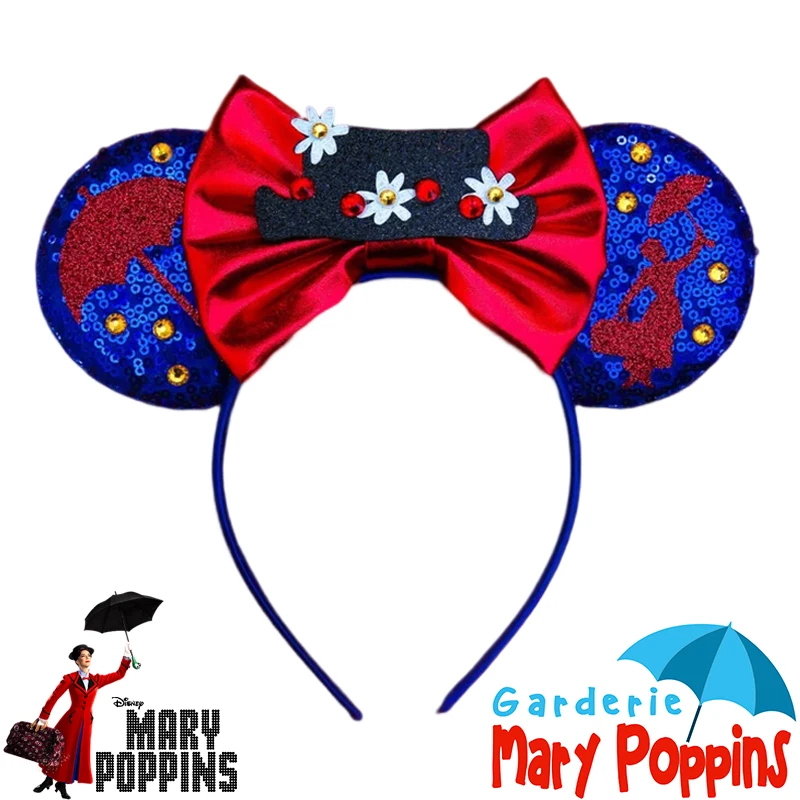 Disney-diademas de Mary Poppins para niña, sombrero de flores de hadas, lazo, accesorios para el cabello, bolso de mano, diadema con orejas de paraguas para niños, Carnaval