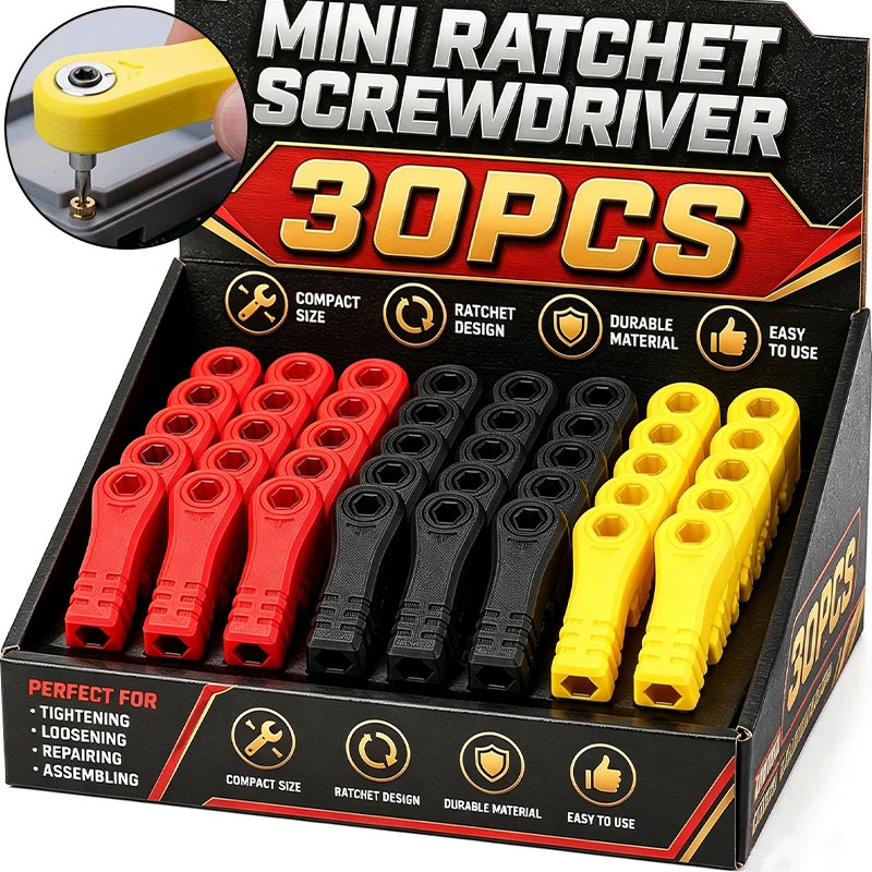 30/1PCS Mini Ratchet Screwdriver Micro Hex Bit Driver Compact Hand Wrench Narrow Space Watch Eyeglasses Sunglasses Pocket Repair