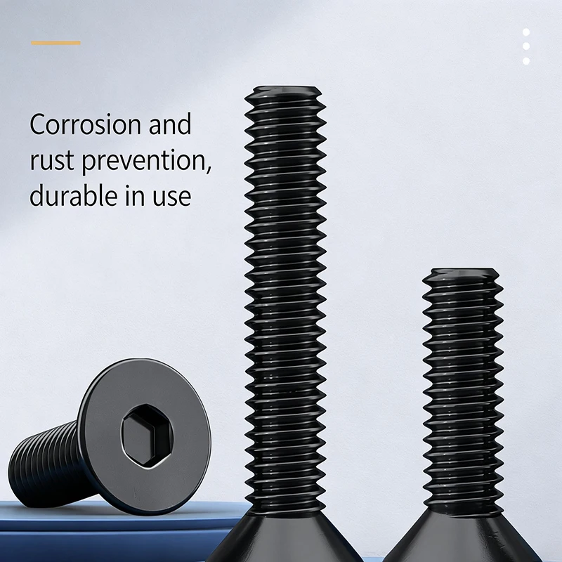 Black 304 Stainless Steel Countersunk Hexagon Socket Screws DIN7991 Flat Head Hexagon Bolts Assortment Kit M3 M4 M5