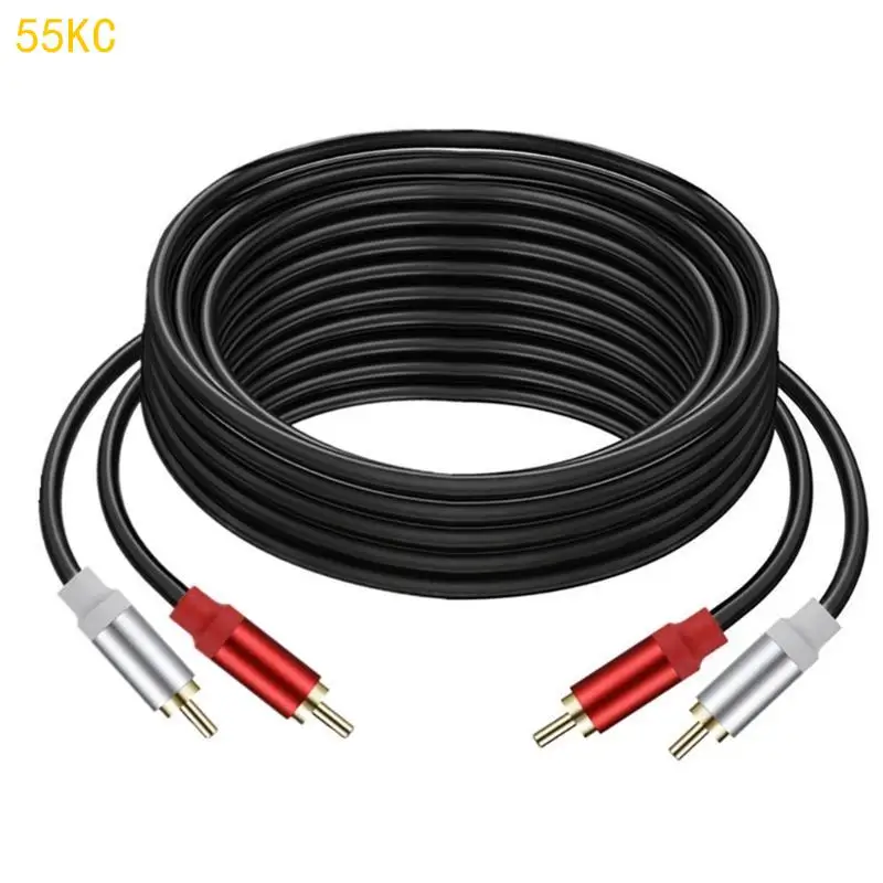 

55KC 2RCA Male to 2RCA Male Connector Cable Wire Line for Speaker System Amplifier