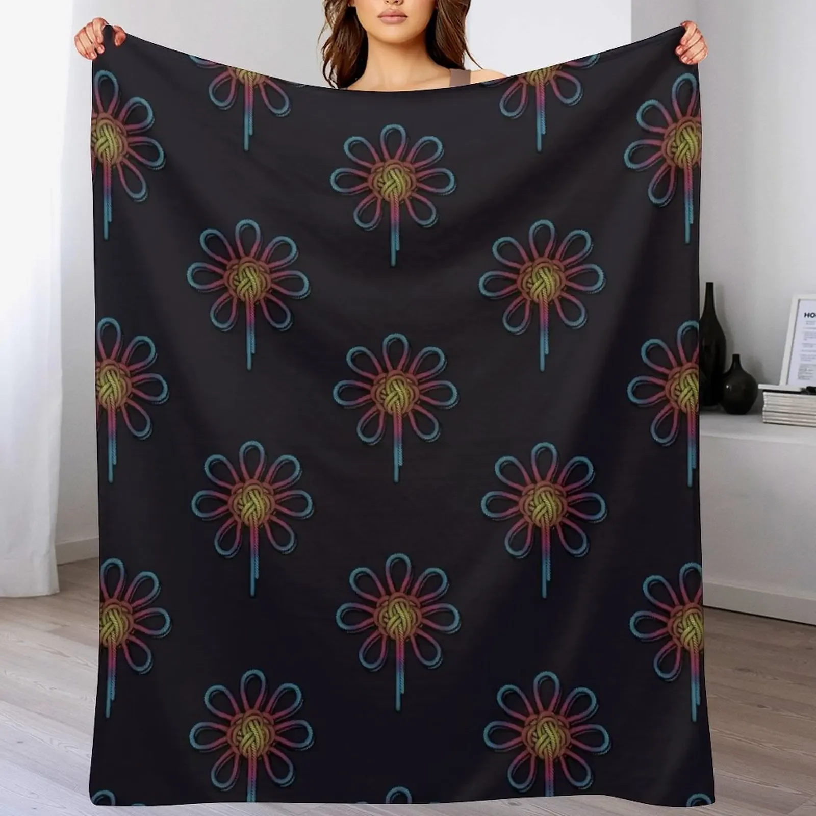 

Colorful rope flower knot pattern - mountaineering climbing gift Throw Blanket Flannel Cute Weighted Blankets