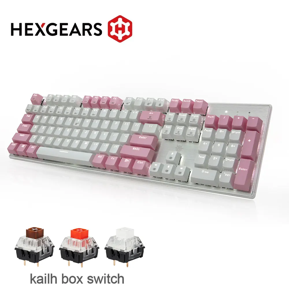 HEXGEARS GK715 Mechanical Keyboard 104keys Hot Swap Gasket Muffler Structure White Backlight Macro Defined Wired Gaming Keyboard
