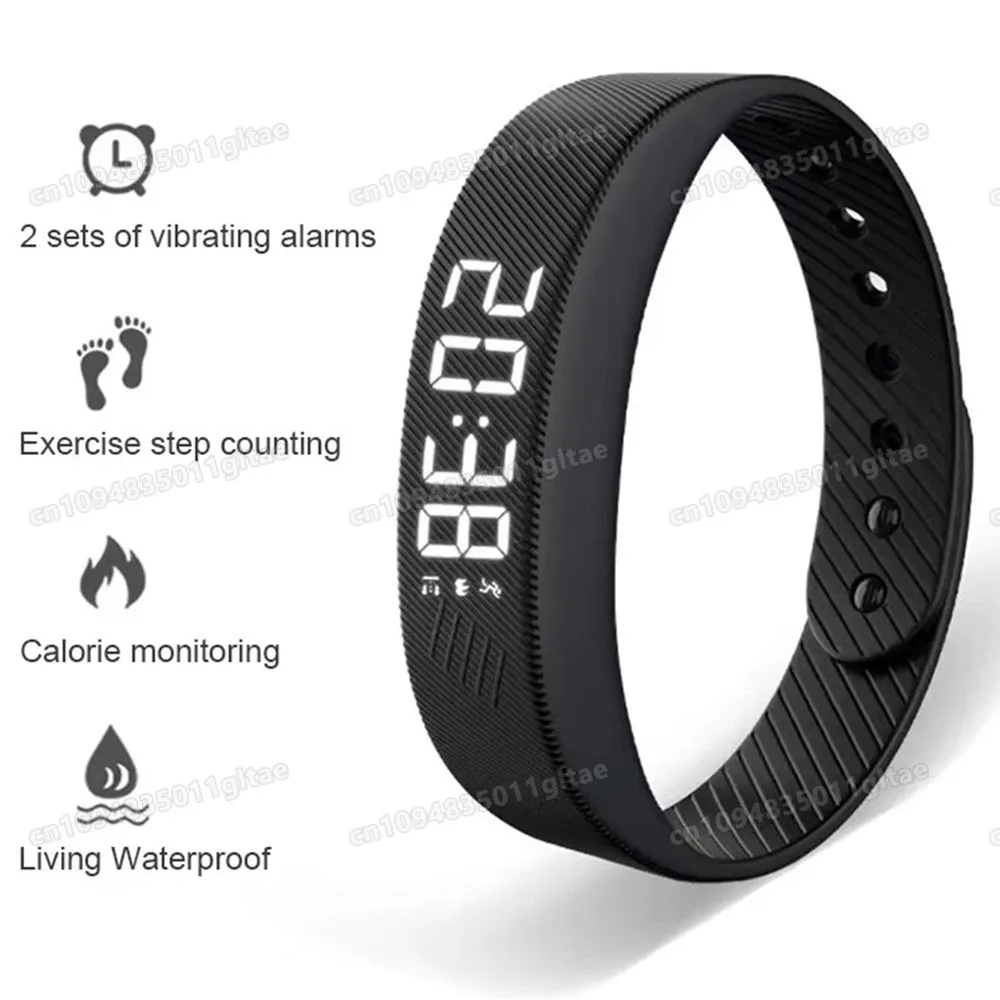 Smart-Armband LED Digital Wasserdichtes Smart-Uhr Smartband Laufschrittzähler Monitor Smart-Band Vibrationsalarm Erinnerung HT30