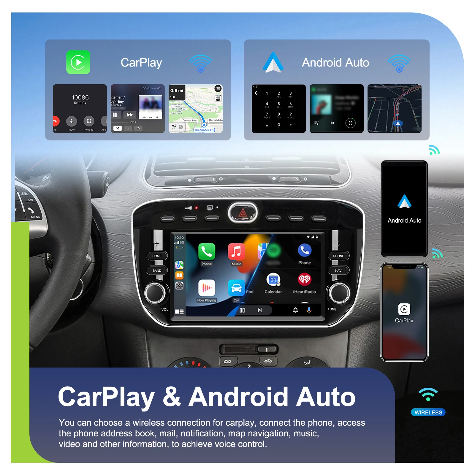 Podofo 2DIN 4+64G Android Autoradio für FIAT Punto 2012–2016 Auto-Multimedia-Player Carplay Android Auto GPS Mirror Link USB – Detail 4