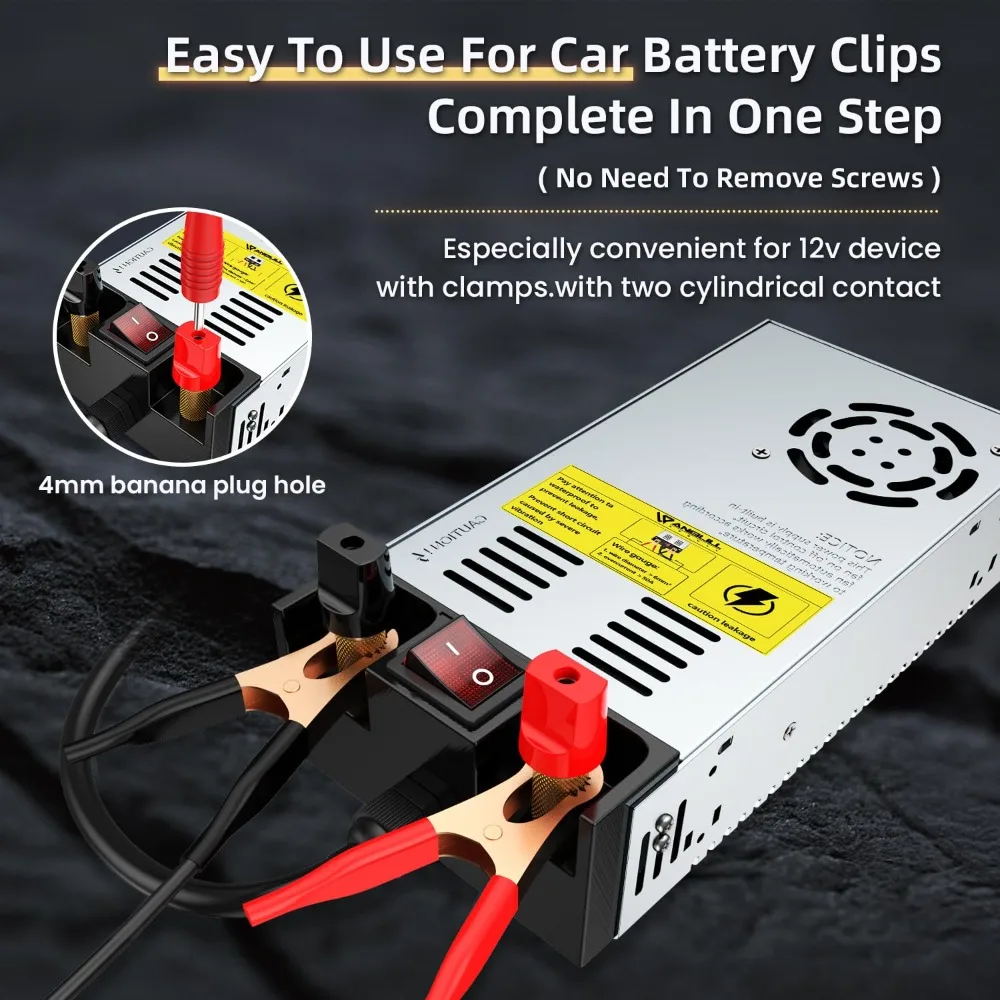 

110V to 12V Converter, ON/Off Switch, 12V DC Adapter Transformer, Max 50A 600W Power Supply
