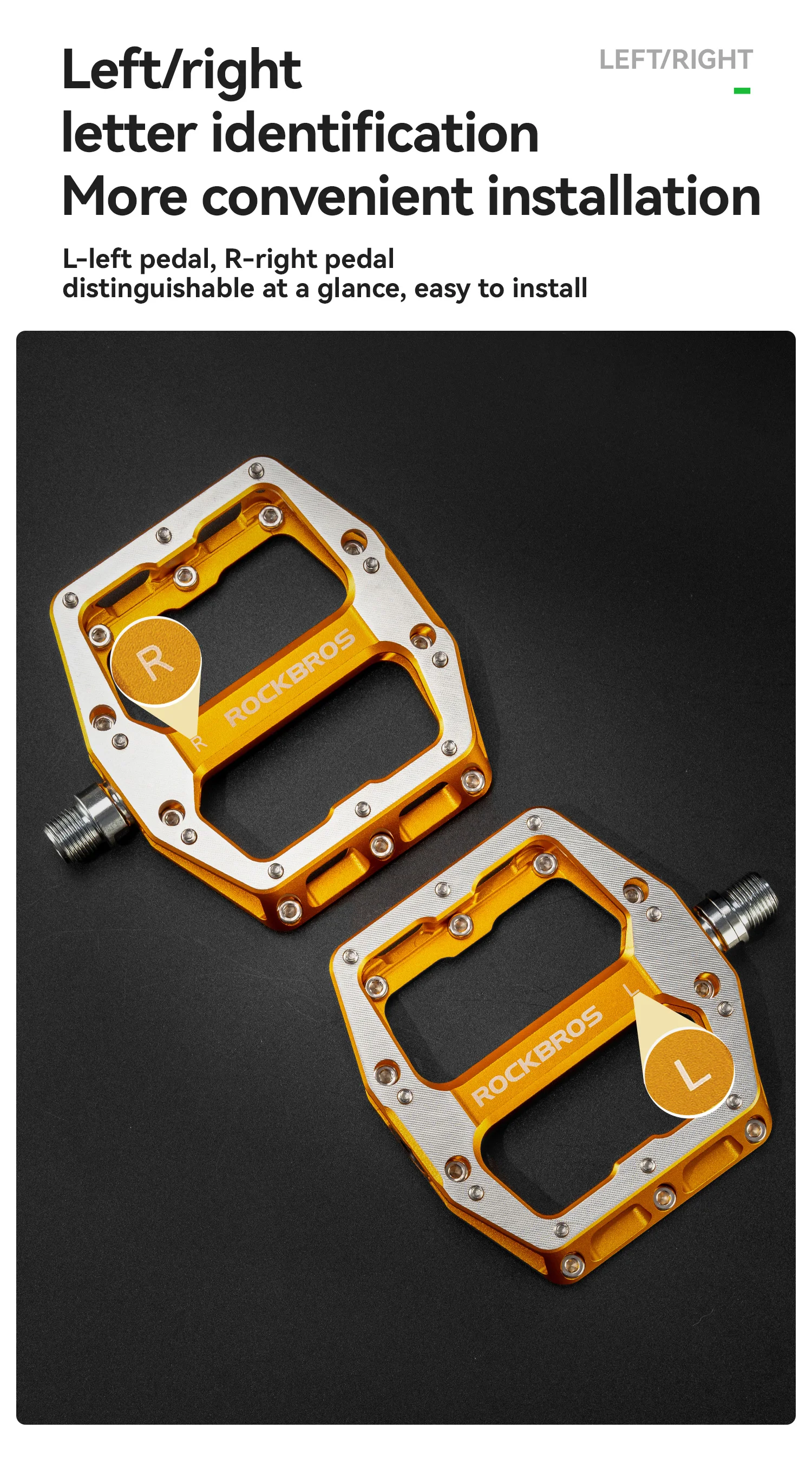 ROCKBROS Fahrradpedale Aluminiumlegierung Gedichtete Lagerpedale Leichte MTB Rennrad Plattformpedale Rutschfest Staubdicht – Detail 9