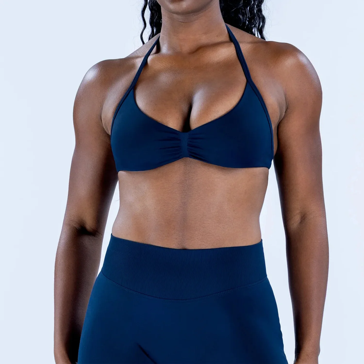 

Impact Halter Neck Fitness Sports Top w/ Back Support Women Seamless Yoga Bra High-Stretch Matte Nylon Soft Gym Clothes XS-XL