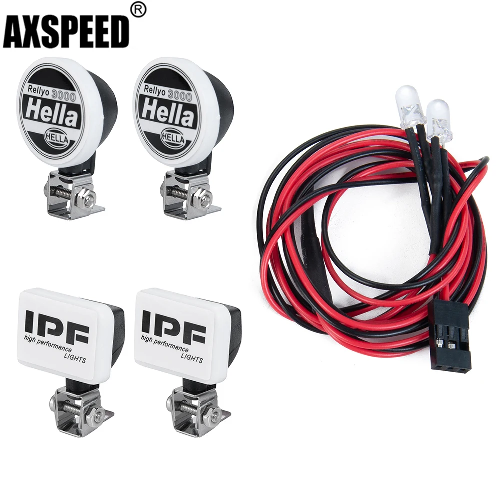 Axspeed lampu ATAP mobil RC พร้อมฝาปิด2LED โคมไฟสปอตไลท์สำหรับ1/10 TRX4 TRX6แกน SCX10 90027 90046 D90หมัด90048