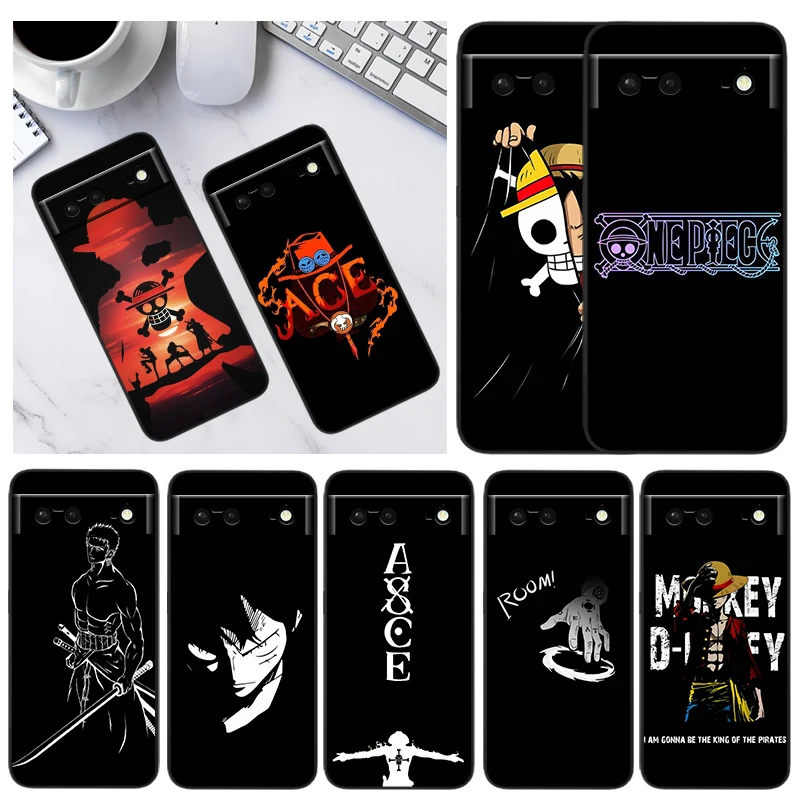 

One Piece Anime Cartoon Phone Case For Google Pixel 8 7 6 Pro 6A 5A 5 4 4A XL 5G Black Shell Soft Cover Fundas Coque Capa