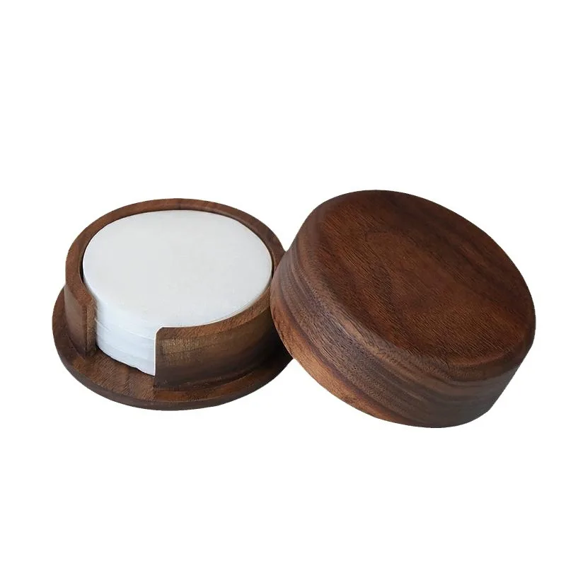 For Coffee Machine Extraction Filter Paper, Walnut Storage Box, Solid Wood Dust Storage Base 58/53/51 Mm Universal
