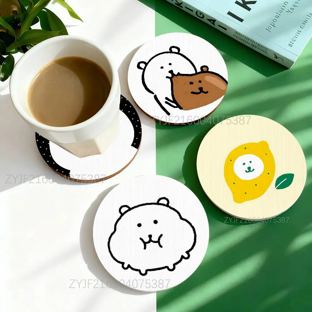 

JOKE BEAR Round Wooden Coasters For Cute Design Suitable for Drinks Tea,Coffee Home Perfect Gift Choice for Any Holidays
