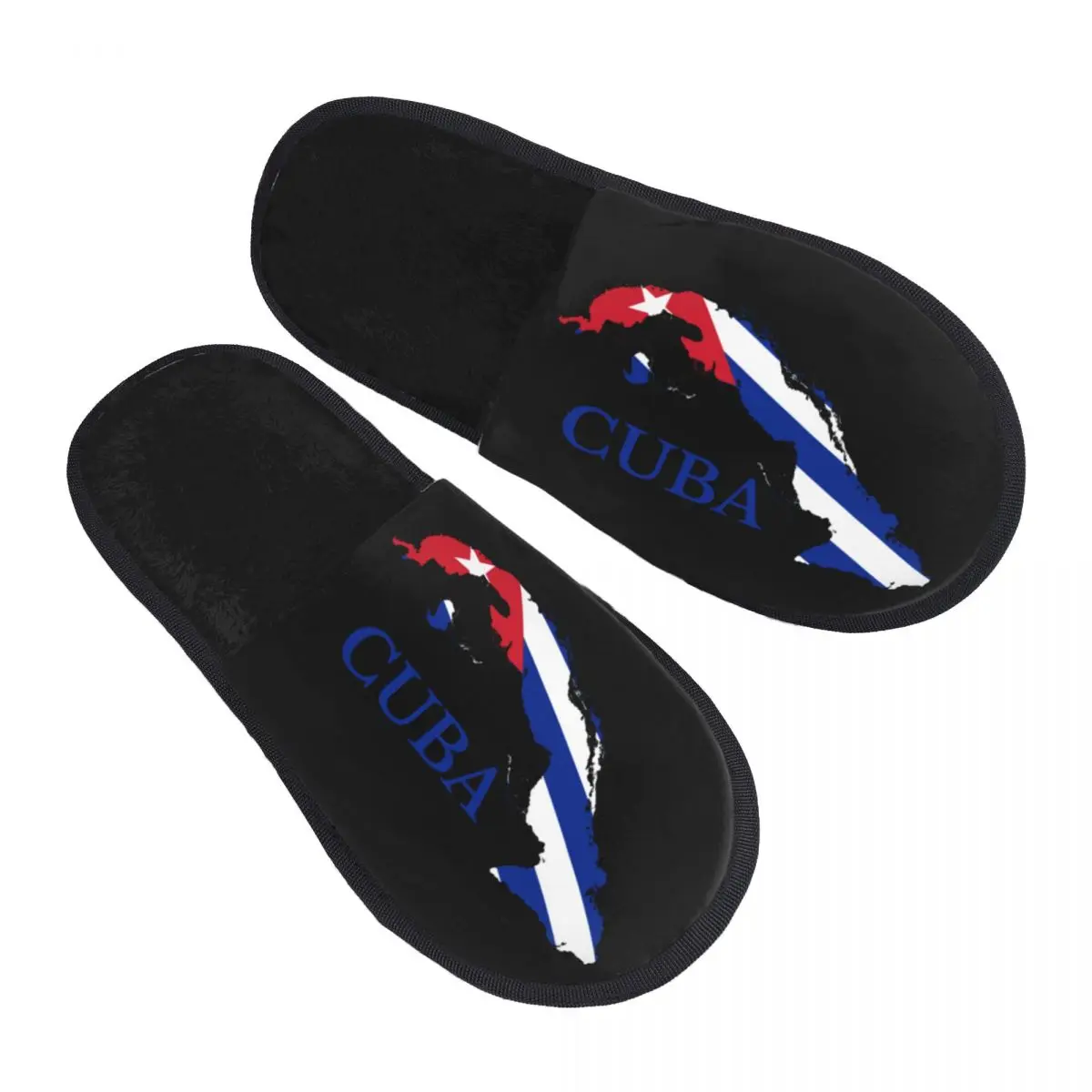 

Custom Cuban Cuba Map Flag House Slippers Women Soft Memory Foam Slip On Spa Slipper Shoes