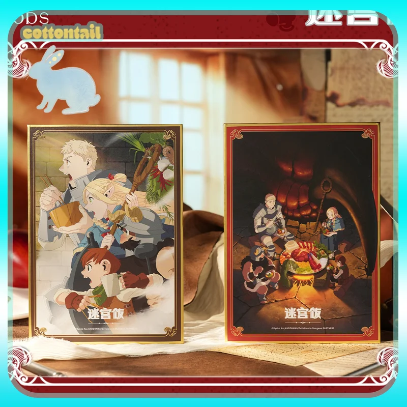 Original Delicious In Dungeon Kv Series Gold Foil Stamped Paper Marcille Anime Peripheral Ornament Collect Toys Girls Gift