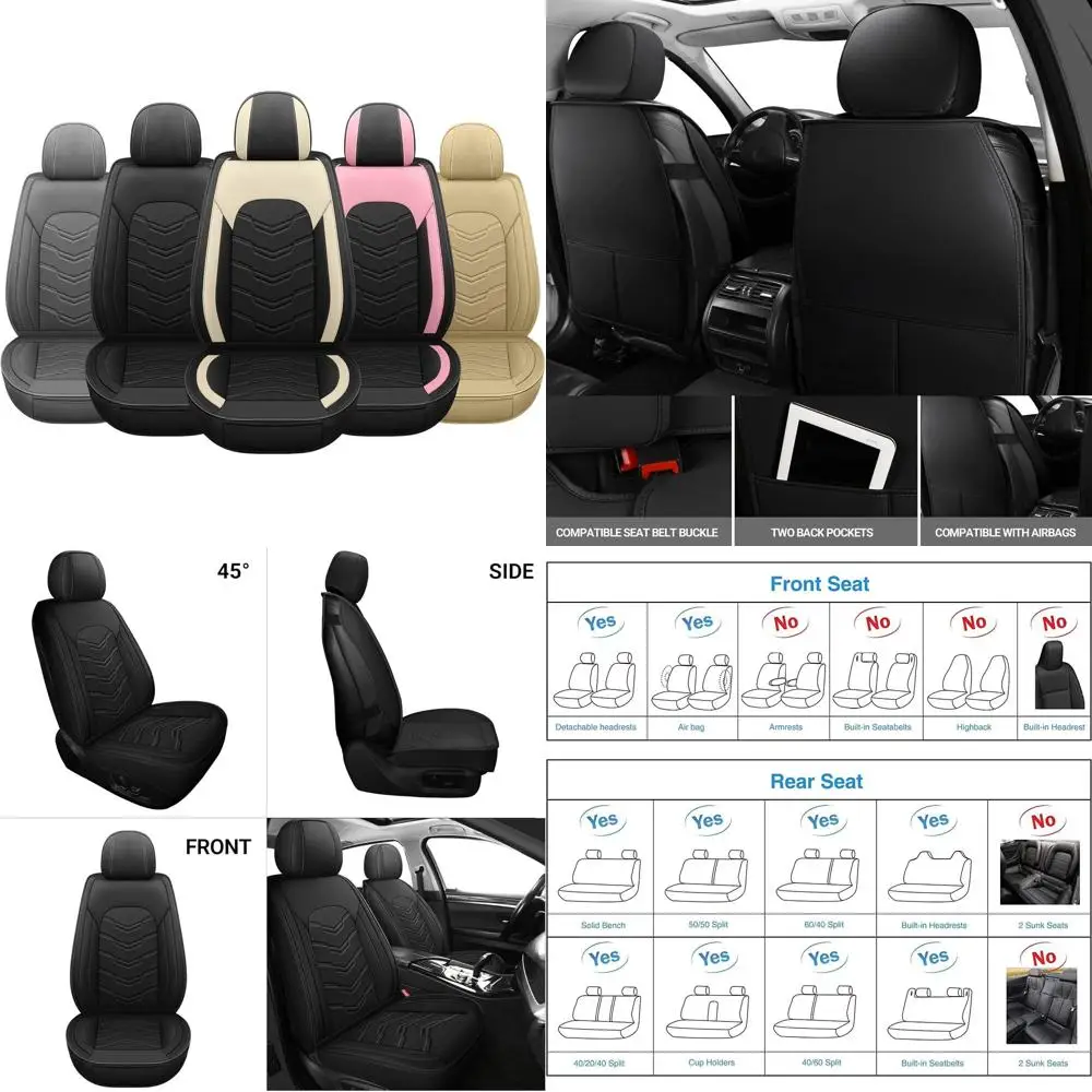 

Universal Black Leather Seat Covers for Most Cars, SUVs & Trucks (Front Seats)