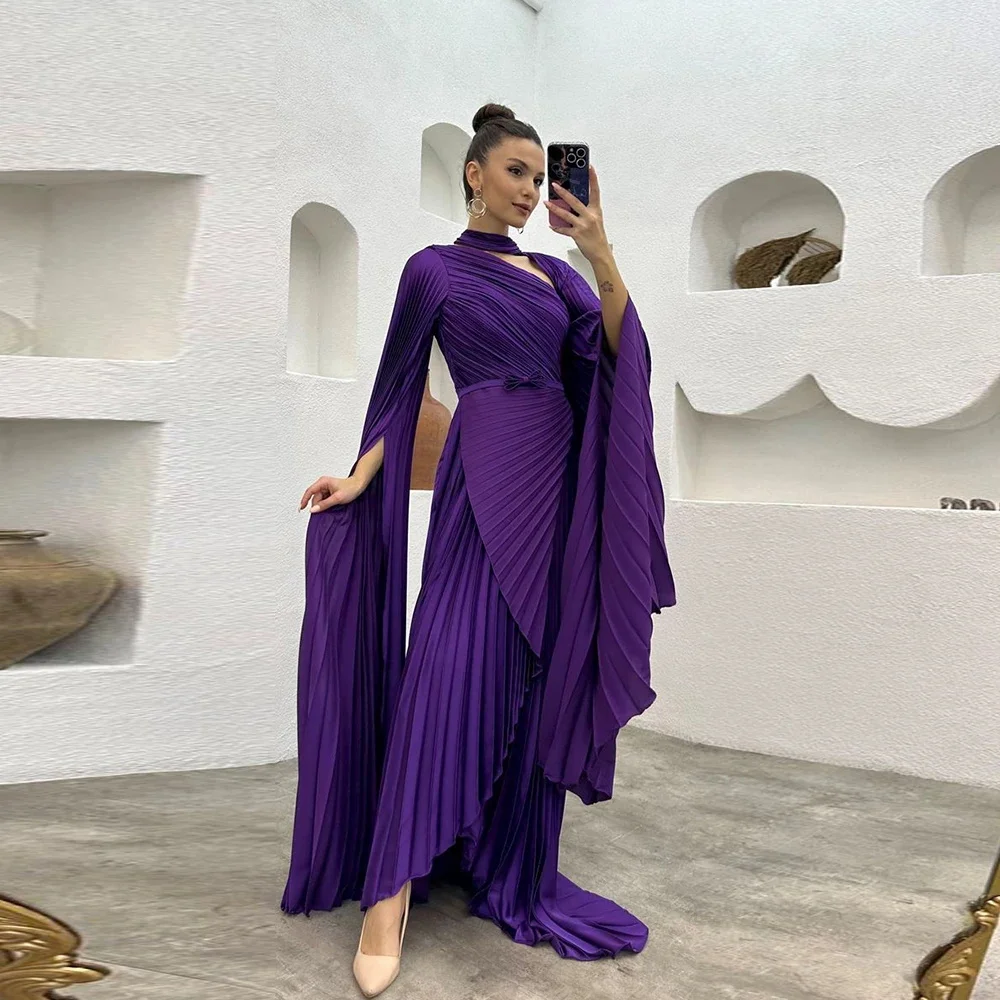 Eightale Chiffon Evening Dress  Long Sleeves Custom made A Line Prom Party Gowns Elegant Evening Dress Woman robe de soirée femm