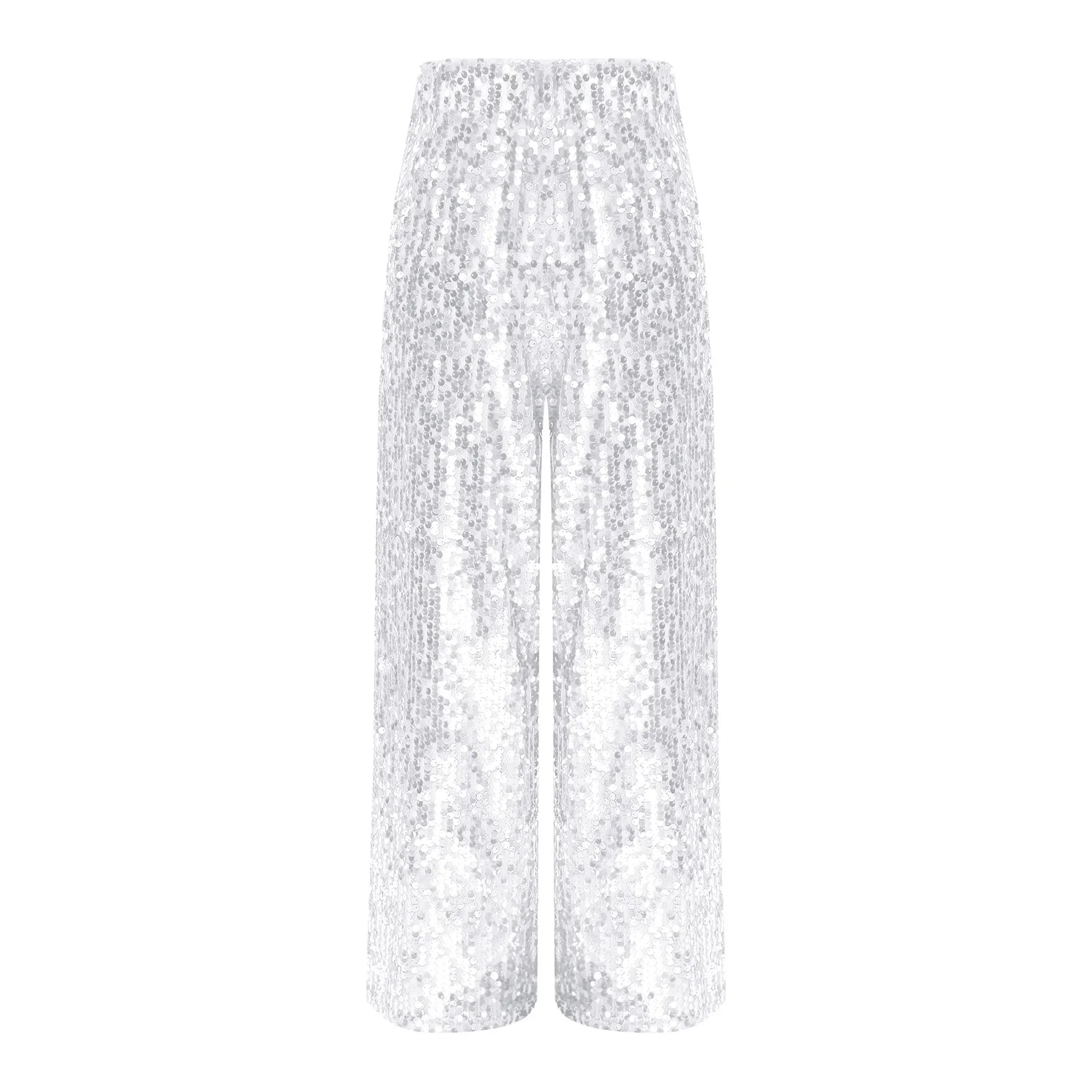 Shiny Girls Sequin Pants 6-14Y Kids Fashion Trousers Elastic Waist Trouser Rave Party Stage Performance Costumes Dance Long Pant