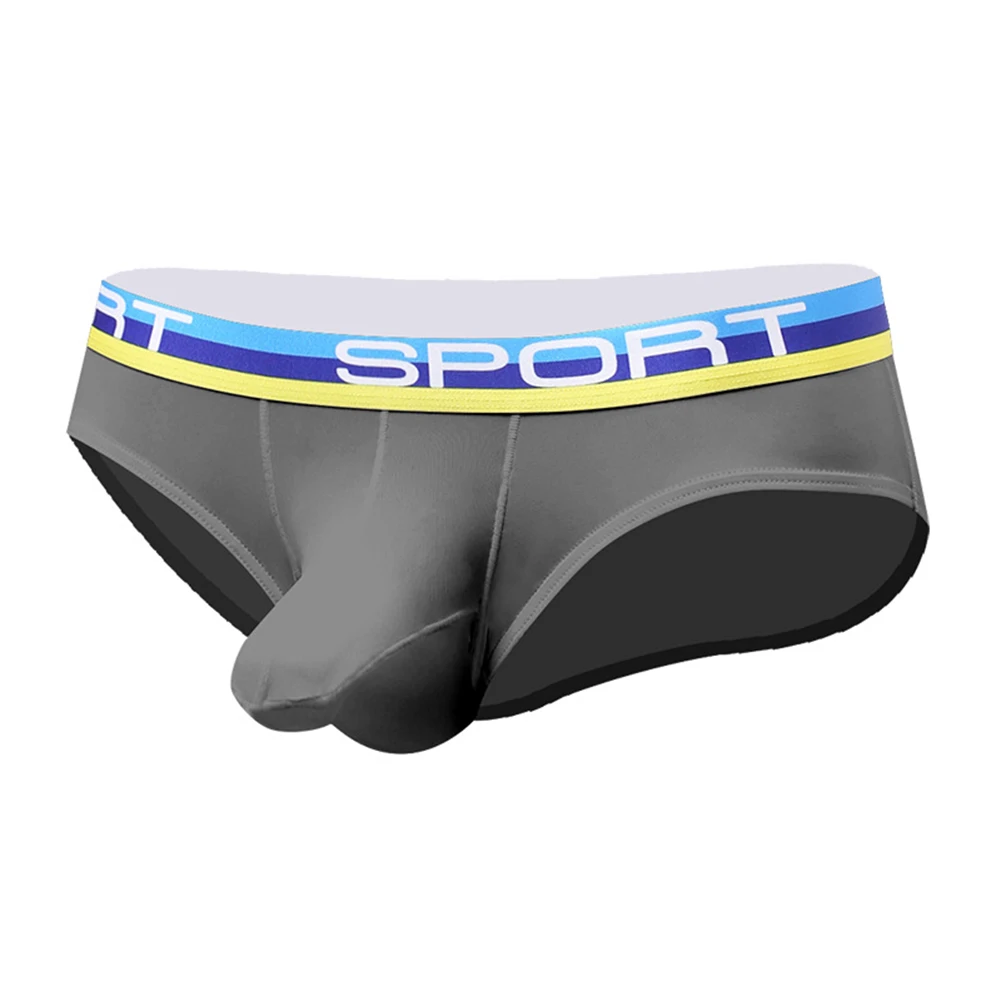 Low Rise Men\'s Sport Briefs Underwear with Breathable Ice Silk Fabric Featuring Elephant Nose Pattern for Comfort
