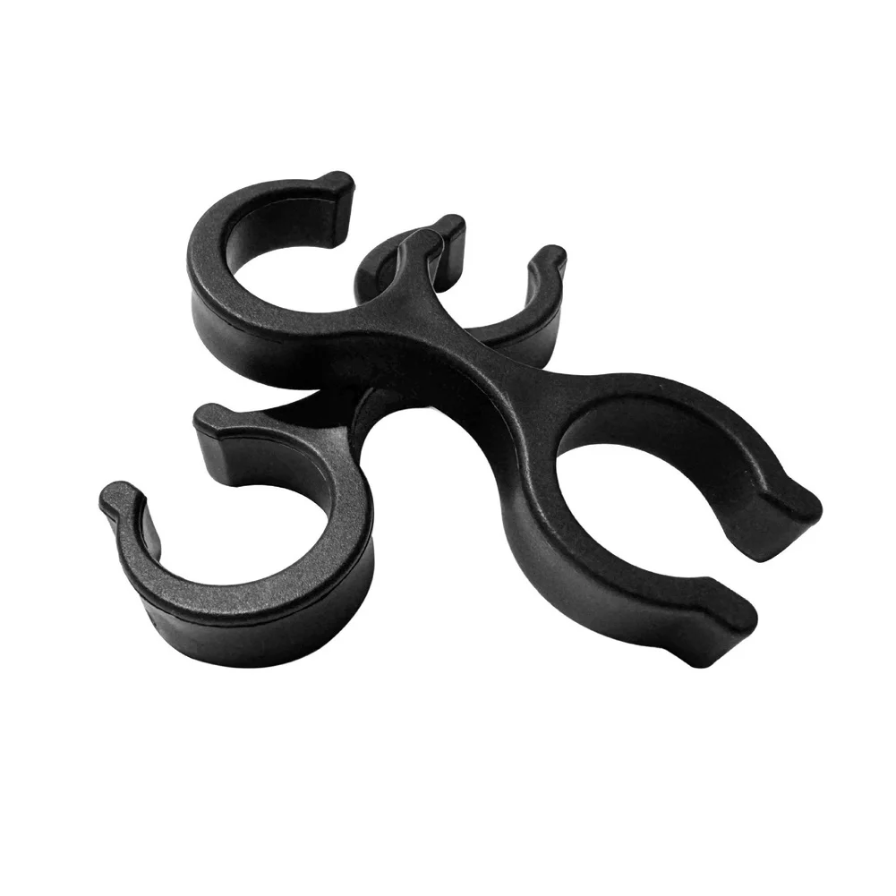 Anti Slip Storage Clip For Hiking And Trekking Poles 8 Shape Fastener For 18mm Tubes Lightweight Plastic Outdoor Gear Black