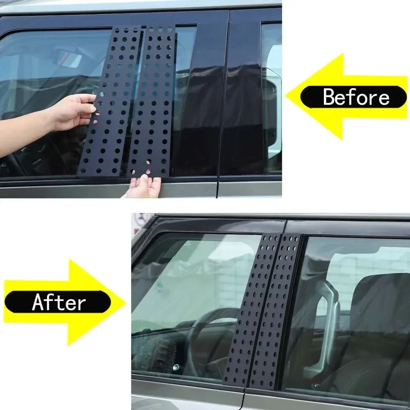 For Land Rover Defender 110 130 2020 - 2024 Car Window Center Pillar Honeycomb Trim Guard Plate Exterior Details Alloy Accessori