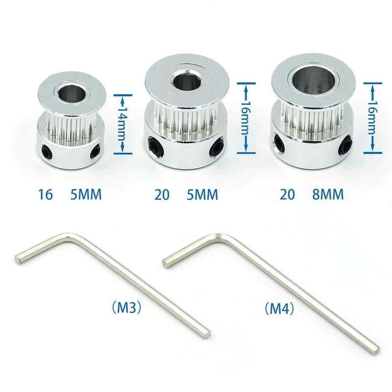 동기 도르래 톱니 16 개 대역폭 6mm 내부 구멍, GT2 드라이브 도르래, 2GT-20 톱니 5 ~ 500 개