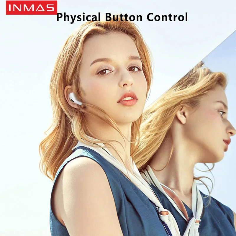سماعات أذن لاسلكية Inmas ، سماعة أذن رياضية ، صوت ستيريو HiFi ، سماعة رأس بلوتوث مع ميكروفون ، أندرويد ، iOS ، True
