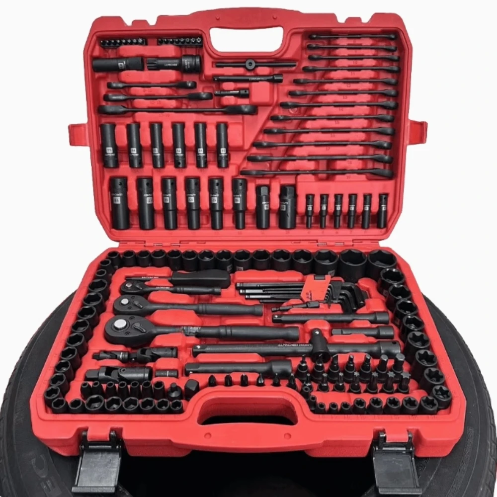 

160 piece set of black high-end repair and auto repair ratchet socket quick wrench industrial grade tools