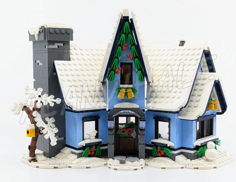 1445 elementów Kreatywny Ekspert Zimowa Wioska Odwiedziny Świętego Mikołaja Dom Świąteczny Kominek 88088 Klocki Kompatybilne z Modelami
