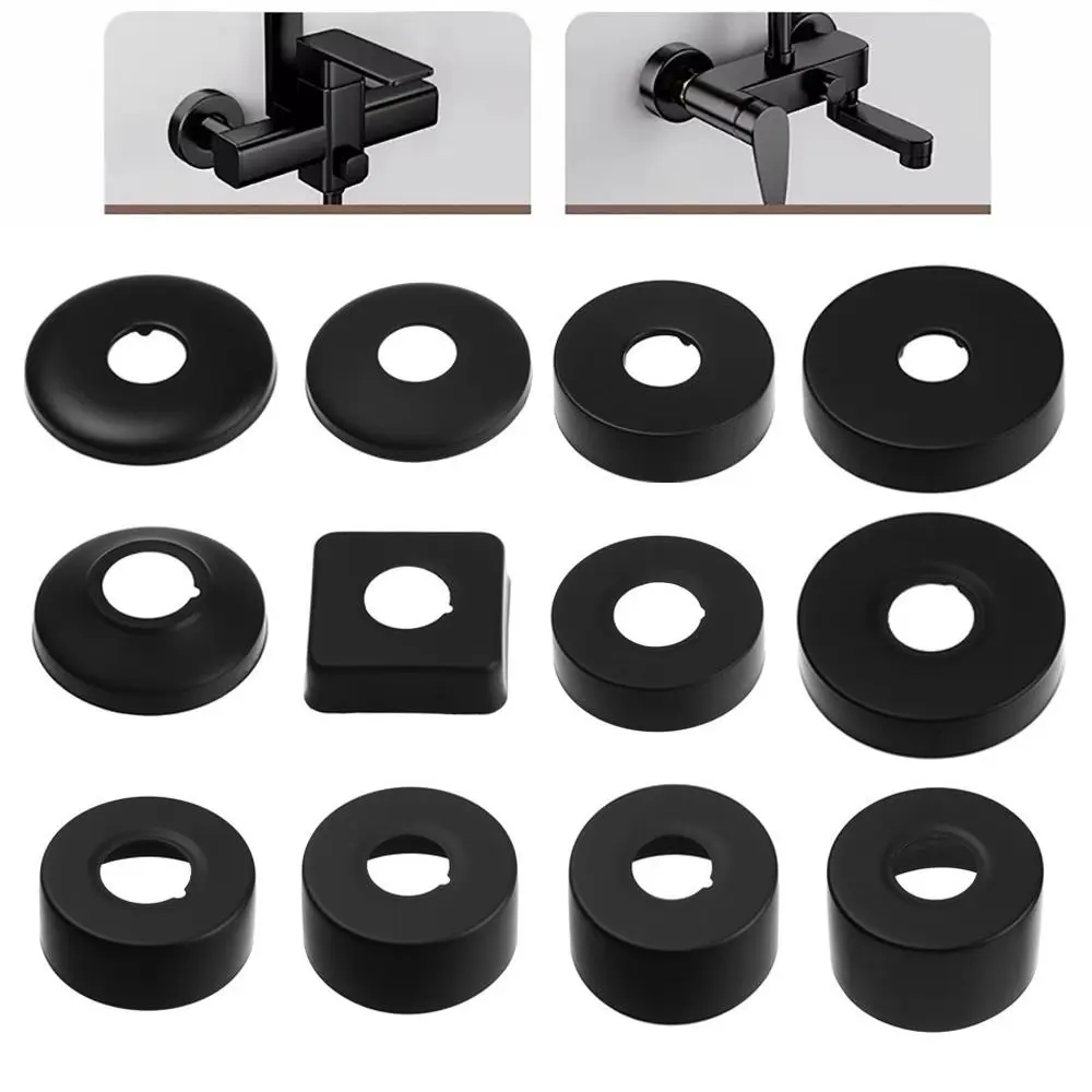 New Trim Cover Stainless Steel Shower Faucet Cover Black Chrome Finish Faucet Decorative Cover Shower Arm Flange
