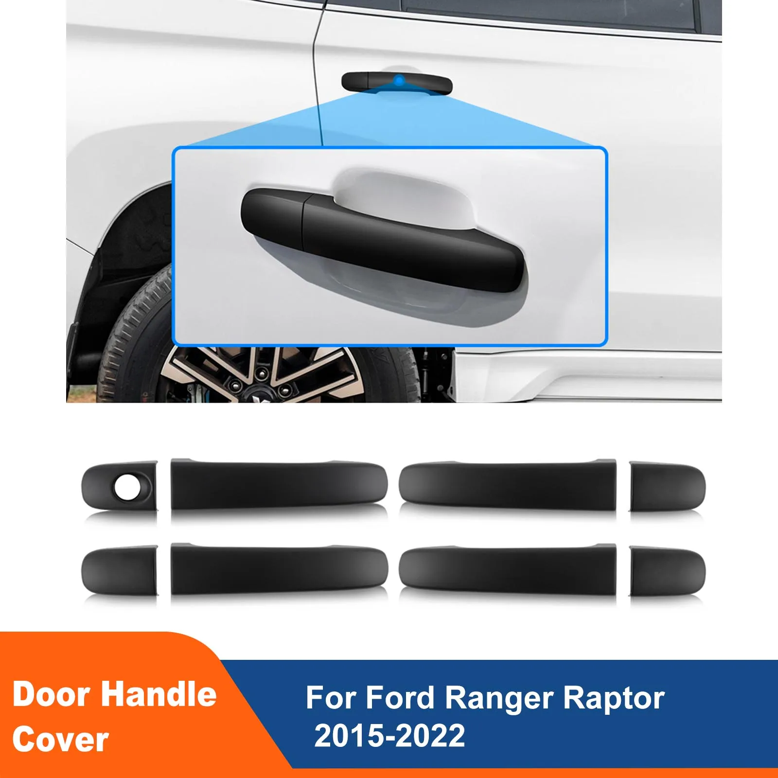 

Door Handle Cover Protector For Ford Ranger T6 T7 T8 PX PX2 PX3 2012-2022 XL XLS Wildtrak XLT Limited Matte Black Car Accessori