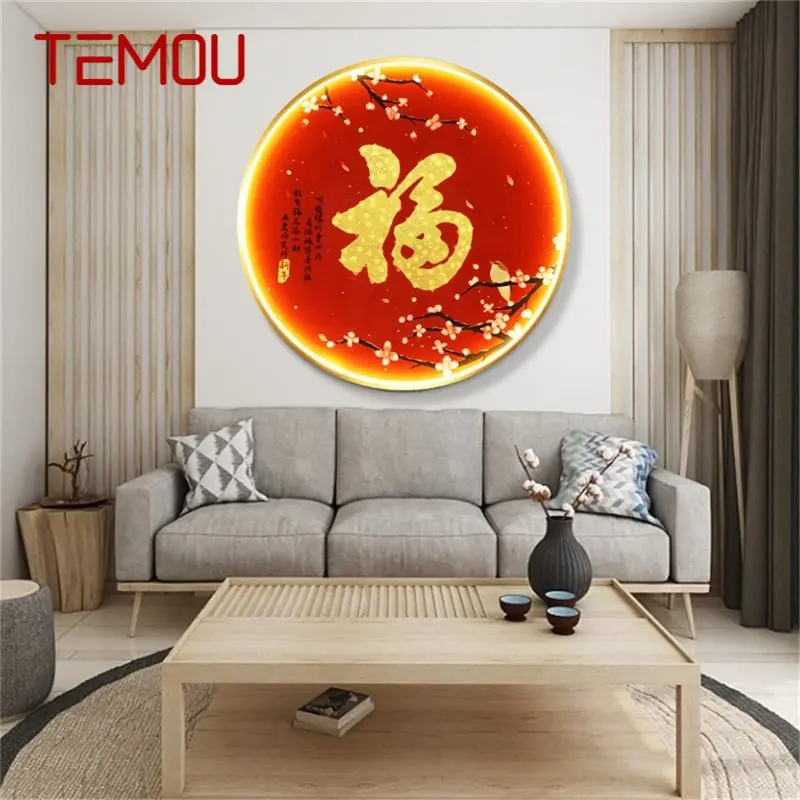 

TEMOU Indoor Wall Lamps Chinese Style Mural Fixtures LED Modern Creative Living Room Light Sconces for Home Bedroom