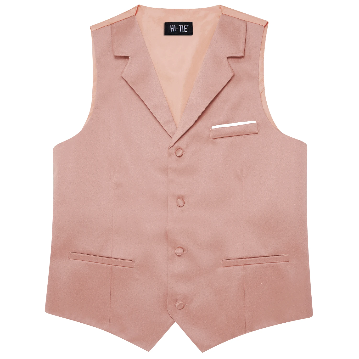 Hi-Tie Dusty Pink Solid V-neck Men Vest With Tie Jacquard Tuxedo