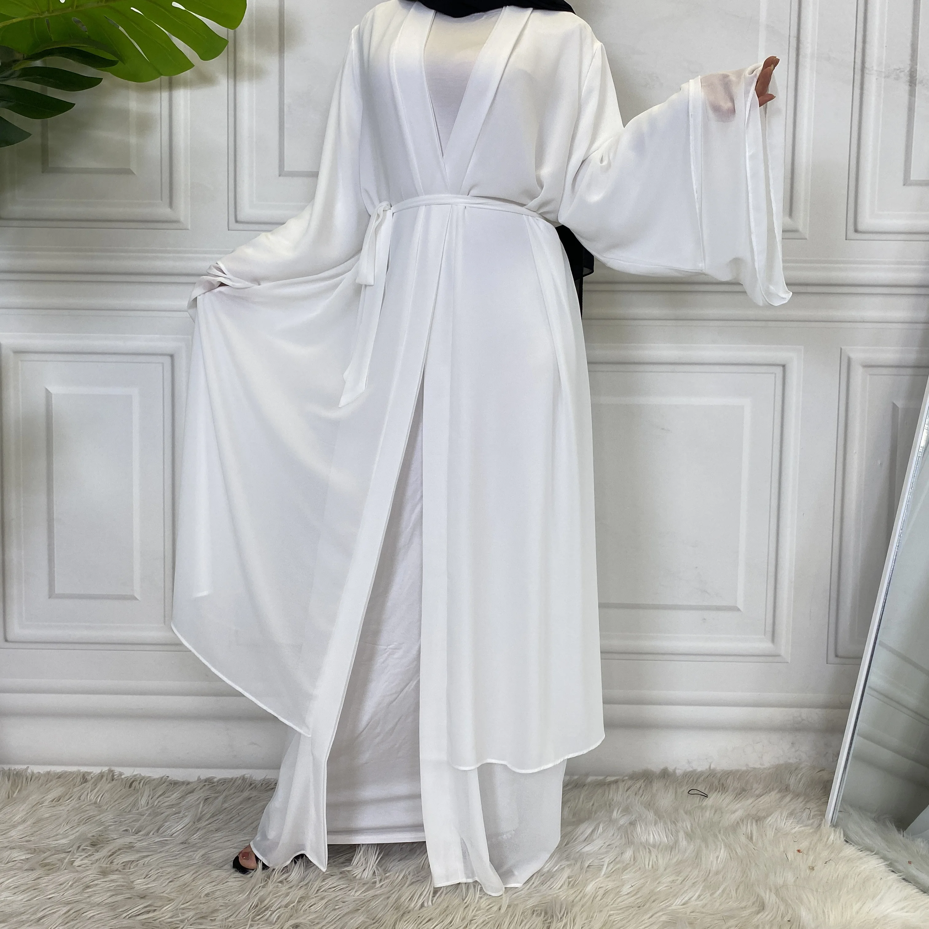 

New Muslim Middle East fashion women's long dress Arab Dubai Turkey elegant women's cardigan chiffon robe