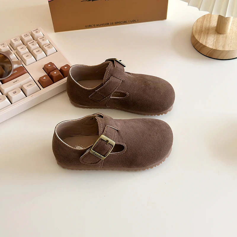 Spring and Autumn New Girls Comfortable Bean Shoes Boys Soft Sole Lightweight Birkenstocks Children Retro Casual Non-slip Shoes