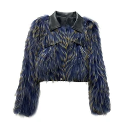 Raccoon Fur Coat Women Autumn Jacket Wear Clearance Collar Fashion Female Outerwear