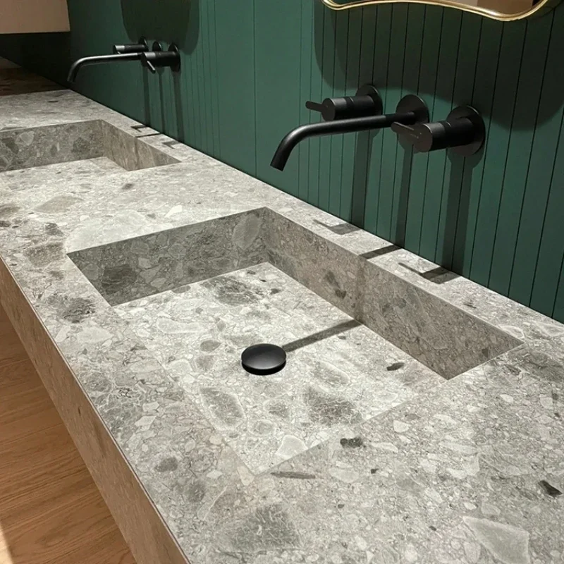 

Cobble terrazzo integrated molding hand washbasin washbasin under the counter basin