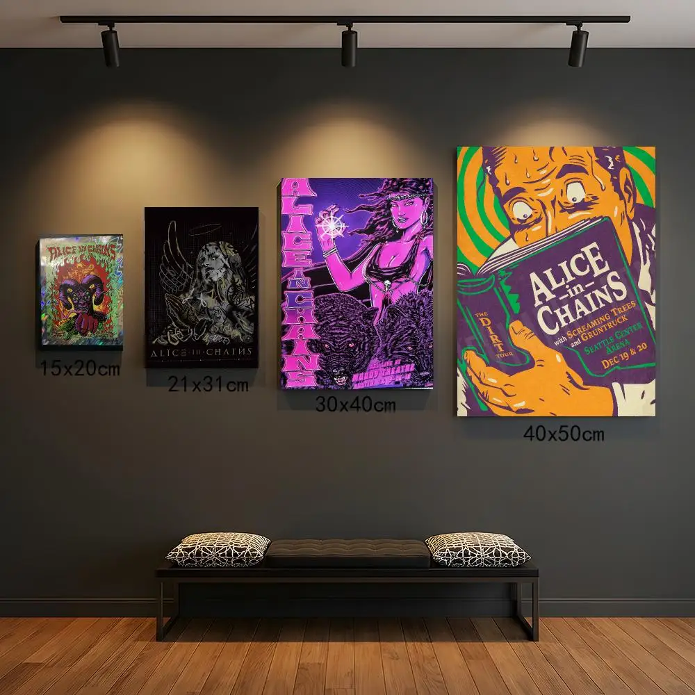 band A-Alice in Chains-S Poster Self Adhesive Wall Decor for Modern Home Cafe Office and Bar