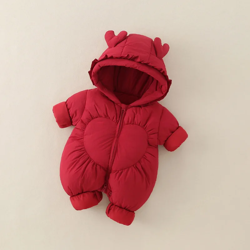 2025 Baby Jumpsuit Autumn And Winter Thick Cotton Jacket With Hat For Outdoor Wear Cute And Super Cute Clothes