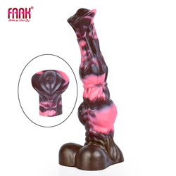 FAAK Realistic Horse Penis With Testis Silicone Fantasy Animal Knot Dildo Multi Color Pink Sex Toys For Women Anal Massage