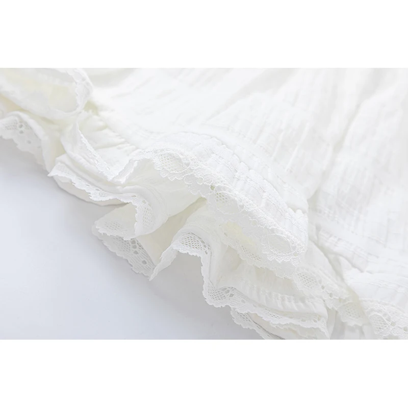 Fresh And Fashionable Lace Pleated White Short Skirt for Women in Summer Spicy High Waisted Ballet Style Casual A-line Skirt