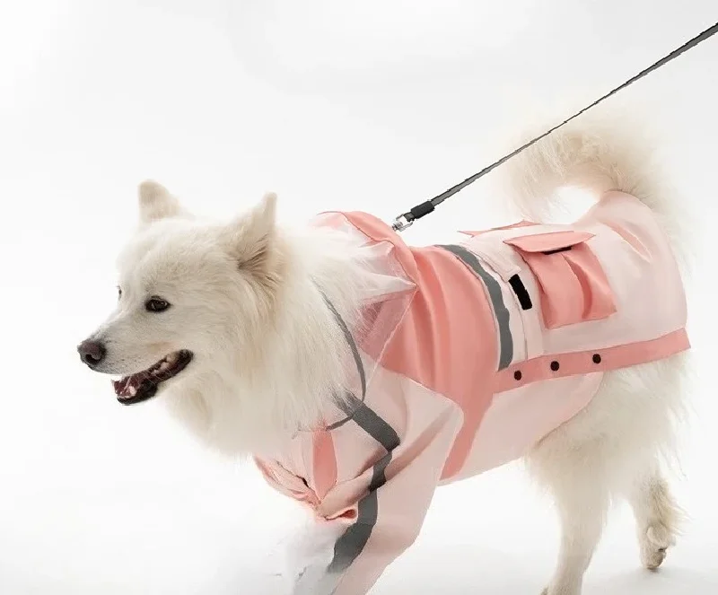 

Dog raincoat Samoyed edge pasture golden retriever raincoat can pull reflective pet waterproof rainy day out clothes