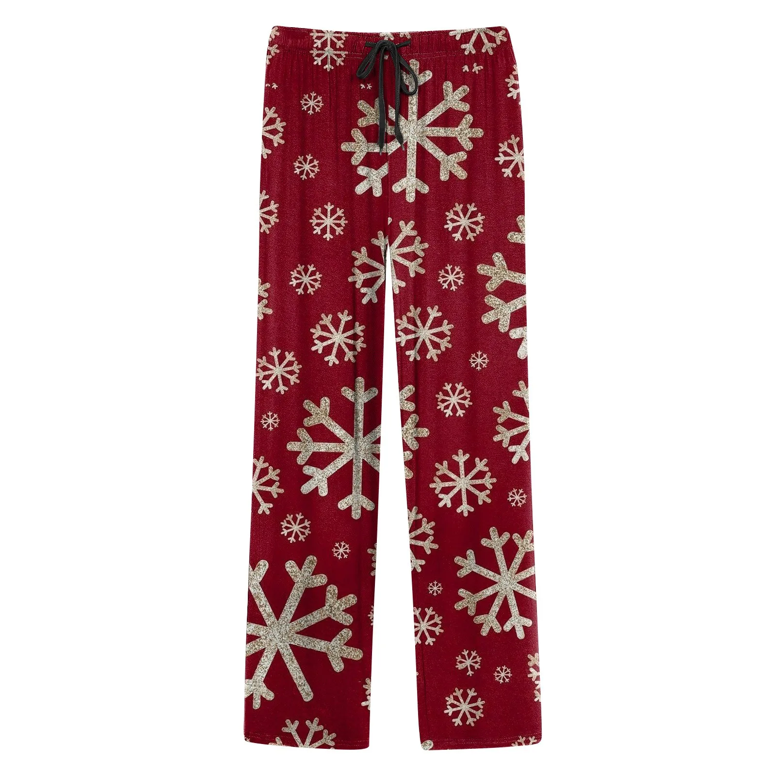 Men’S Christmas Casual Pajama Pants With Drawstring And Pockets Family Party Loose Soft Christmas Tree Printed Straight Trousers